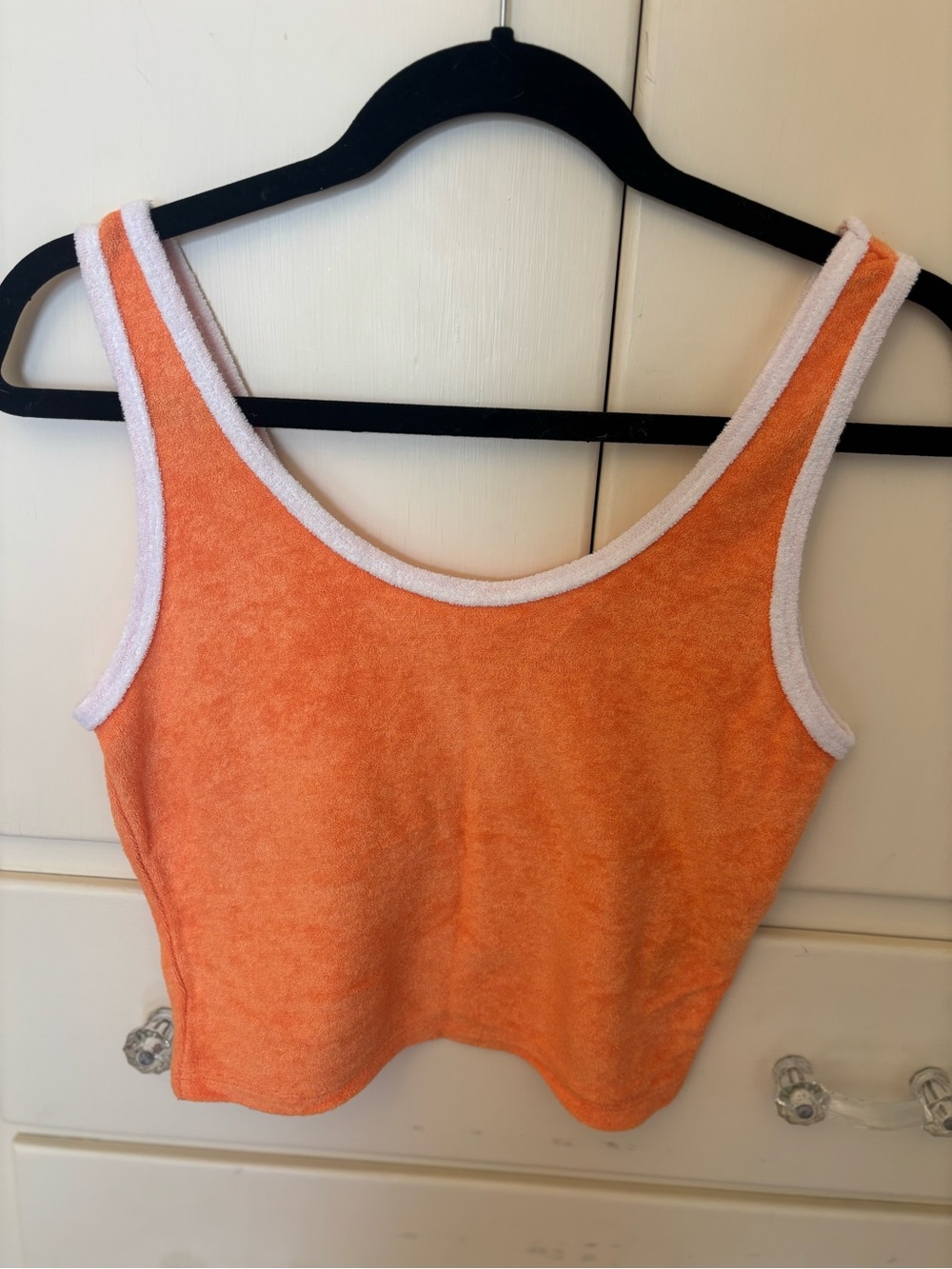 Hollister Orange Terry Crop Tank with White Trim